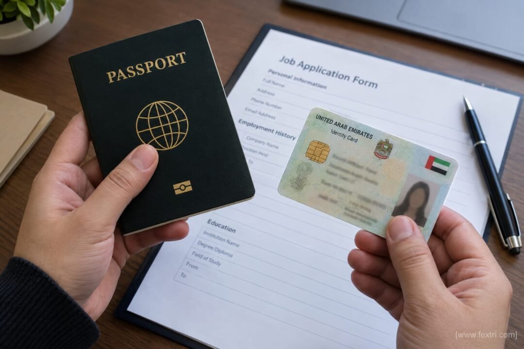 passport and Emirates ID documents for Carrefour job application