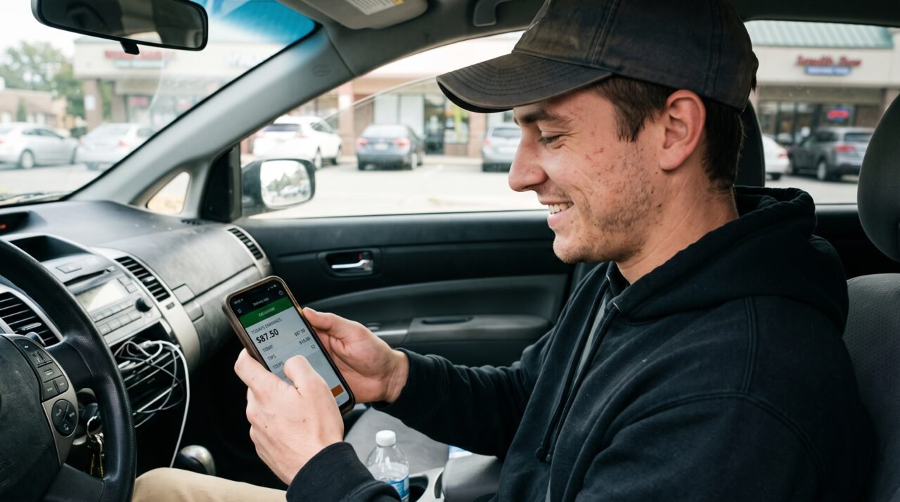smiles delivery driver checking salary earnings on app
