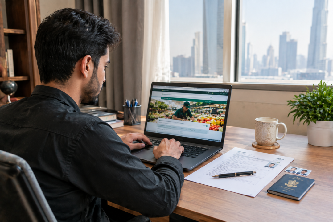 Job seeker applying for Spinneys jobs online using a laptop